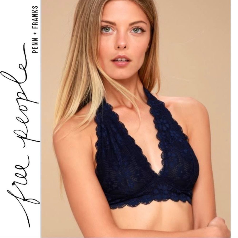 Free People Navy Blue Halter Bralette